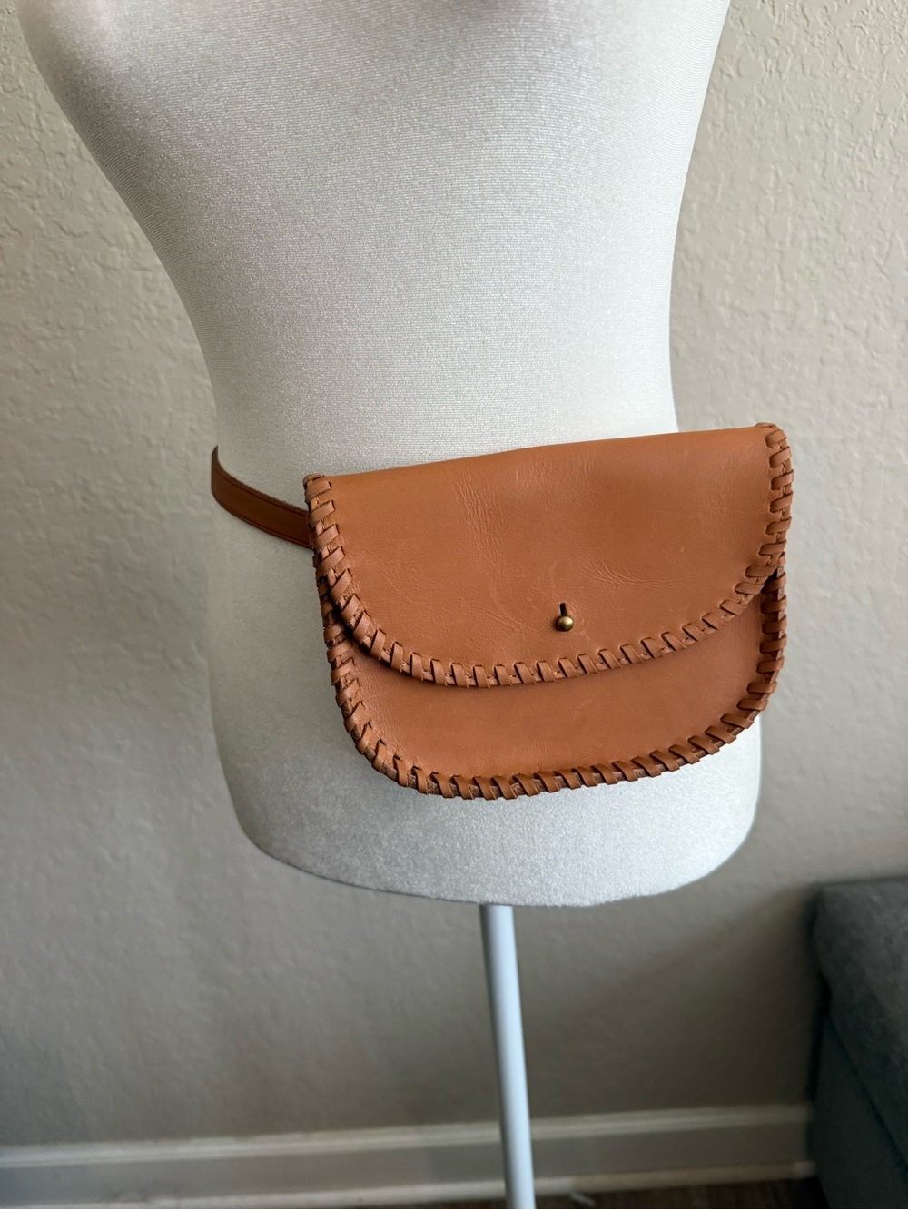 Madewell Whipstitch Leather Belt Bag XS Desert Camel Brown Western Boho